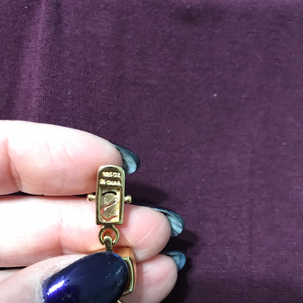 Gold plated sterling silver amber CZ bracelet - Picture 7 of 7
